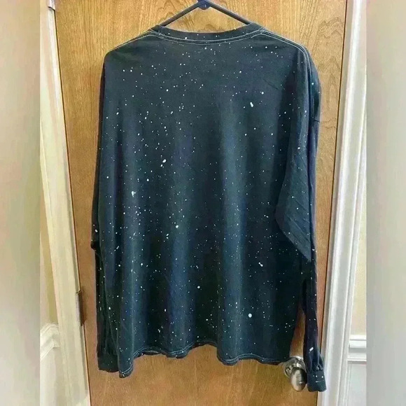 Forever 21 MTV Long Sleeve Shirt Black with White Paint Splatters Size M/L - Picture 6 of 7